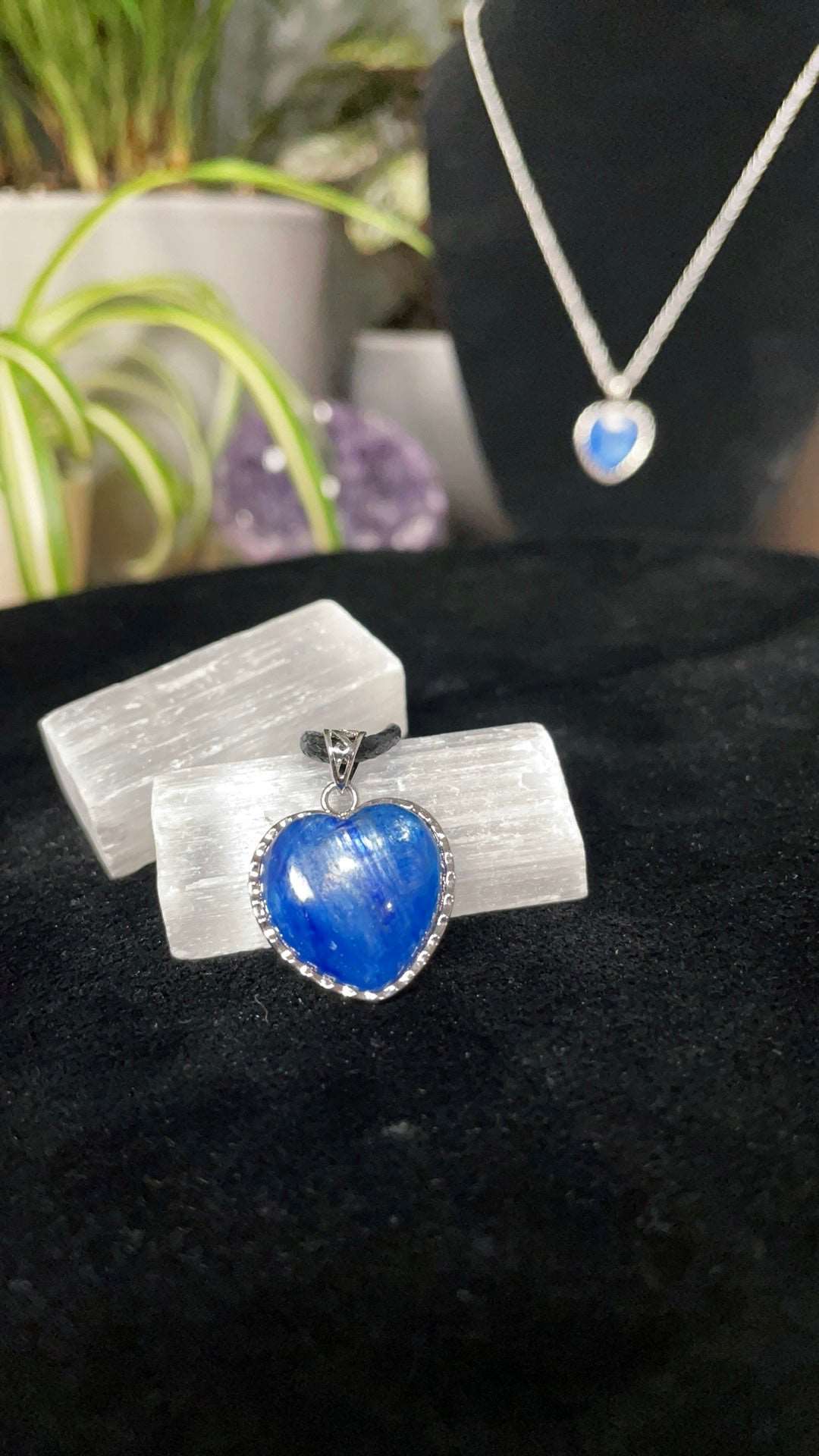 Blue Kyanite Heart .925 Sterling Silver Necklace - The Wandering Fox Emporium, Your Crystal Store