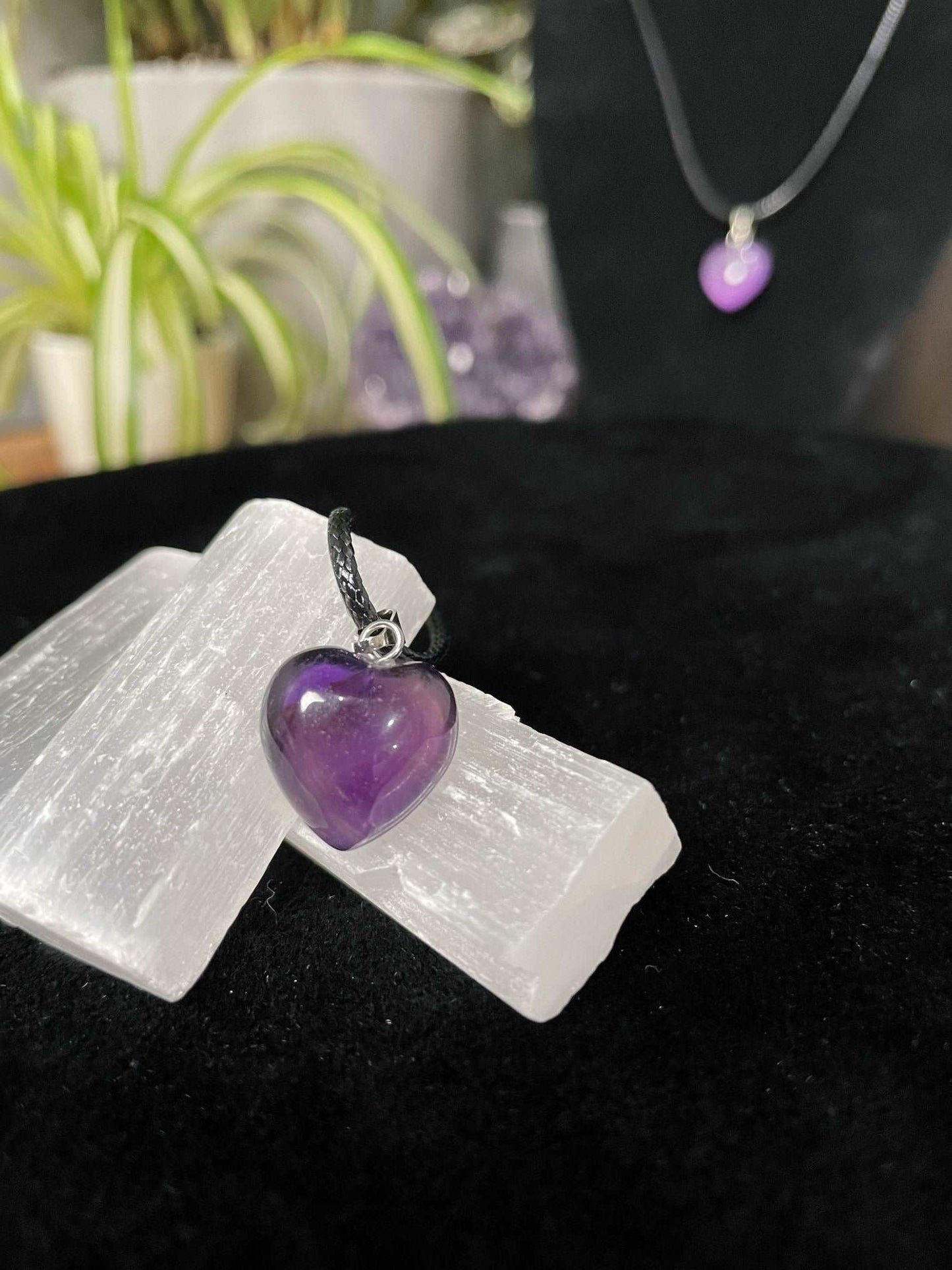Amethyst Heart Pendant Necklace crystal