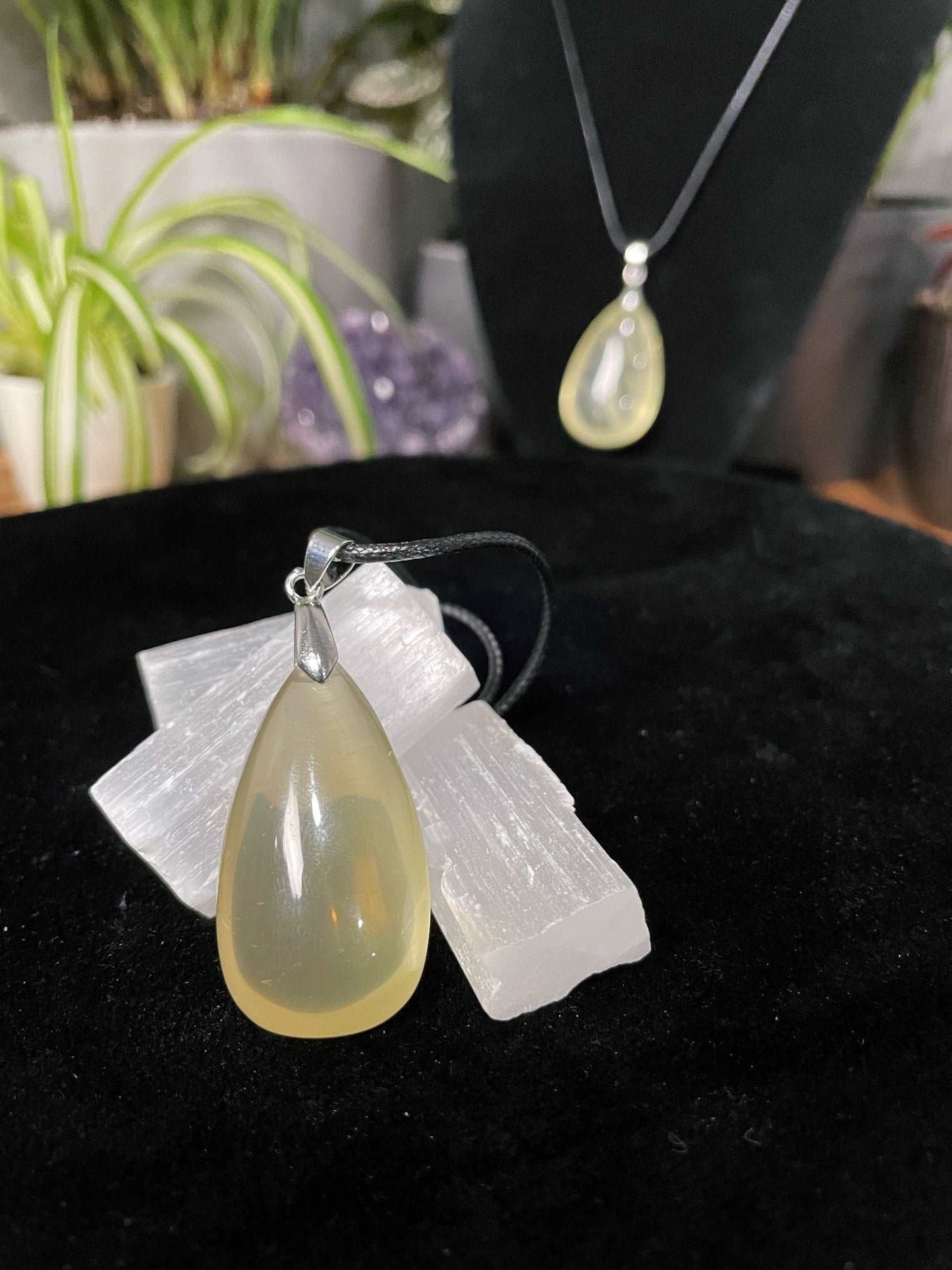 Citrine Teardrop Pendant Necklace crystal