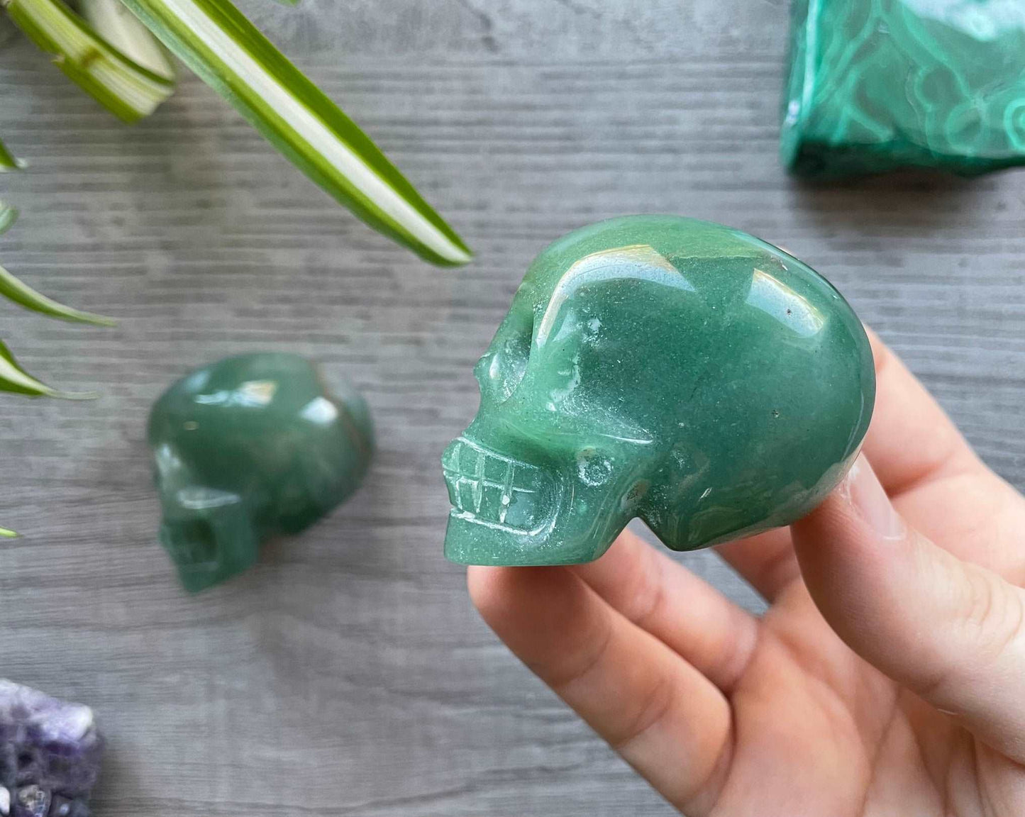 Green Aventurine Crystal Skull (5.5cm) - The Wandering Fox Emporium, Your Metaphysical Store side