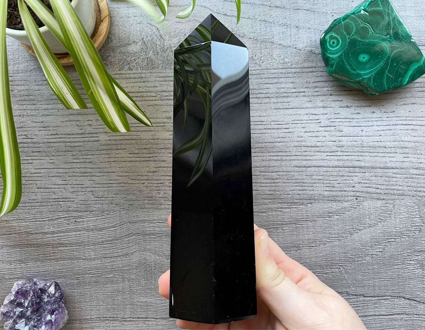 Black Obsidian Crystal Tower .6kg (A) side