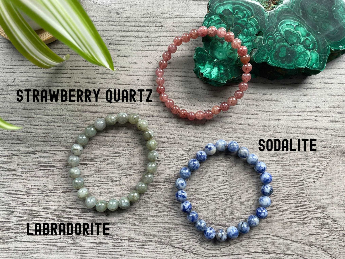 Gemstone Bracelet (Labradorite, Sodalite, Strawberry Quartz) - The Wandering Fox Emporium, Your Crystal Store