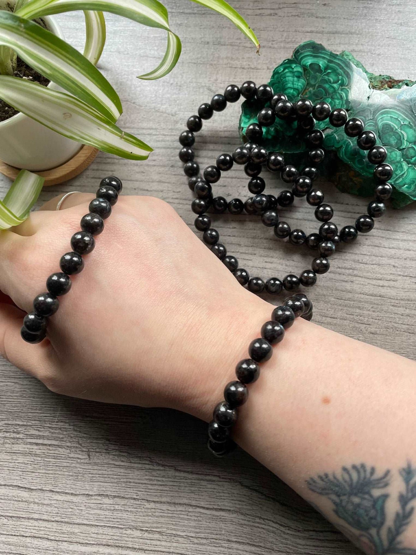 Arfvedsonite Bracelet 8mm - The Wandering Fox Emporium, Your Crystal Store example