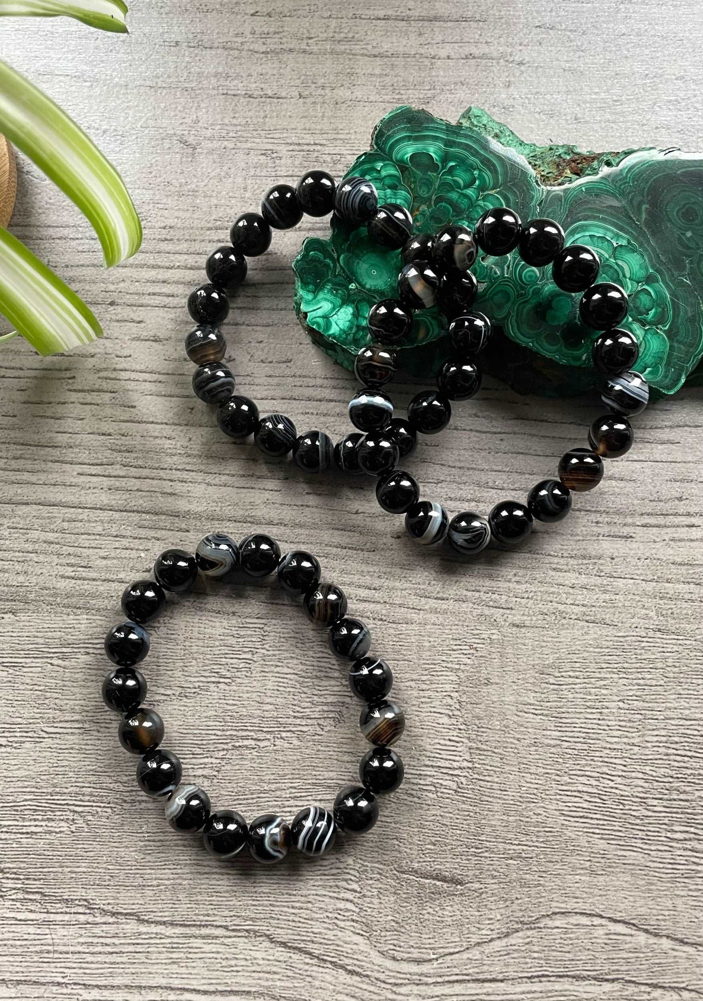 Black Banded Agate Bracelet 10mm - The Wandering Fox Emporium, Your Crystal Store selection