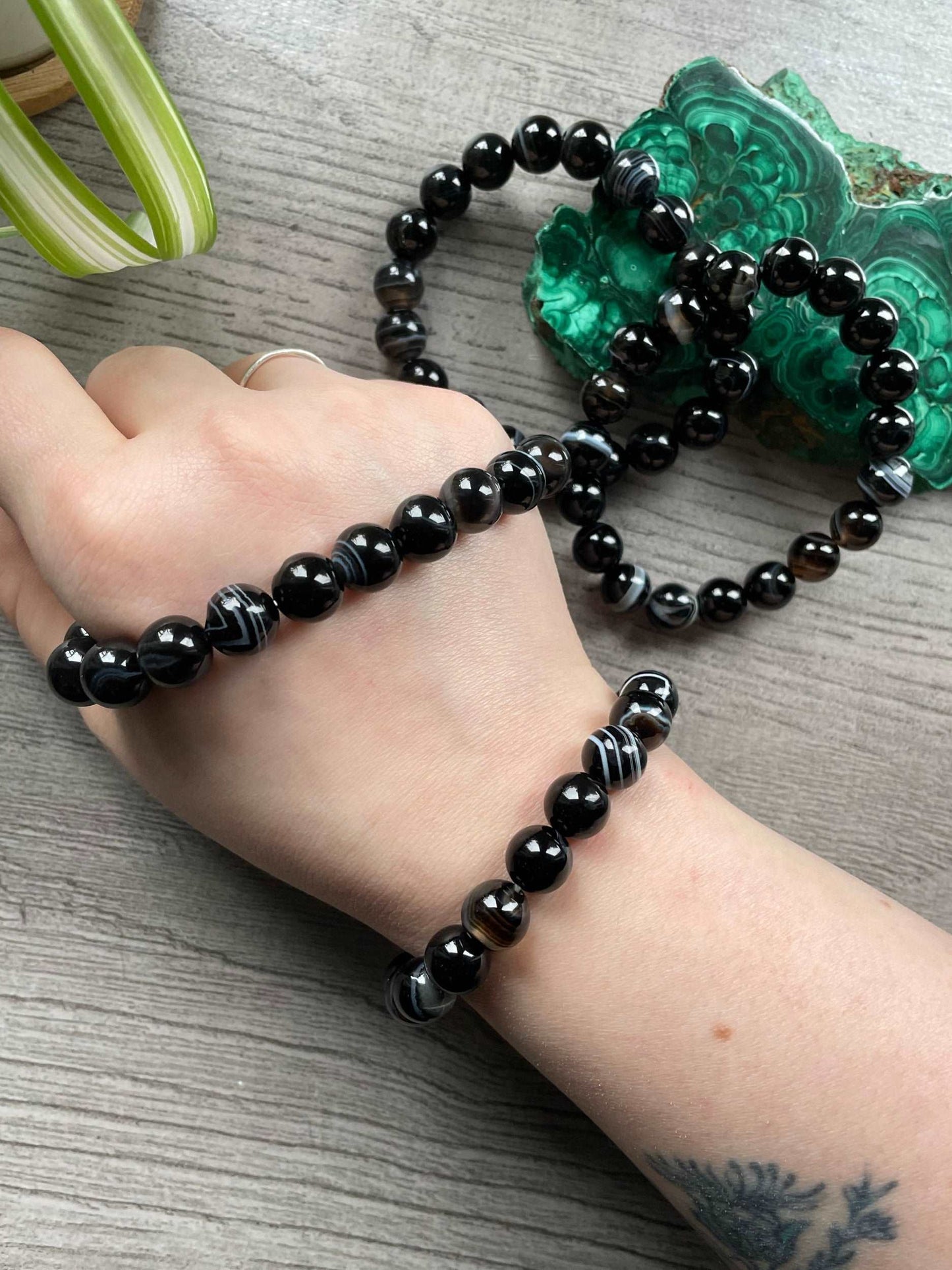 Black Banded Agate Bracelet 10mm - The Wandering Fox Emporium, Your Crystal Store example