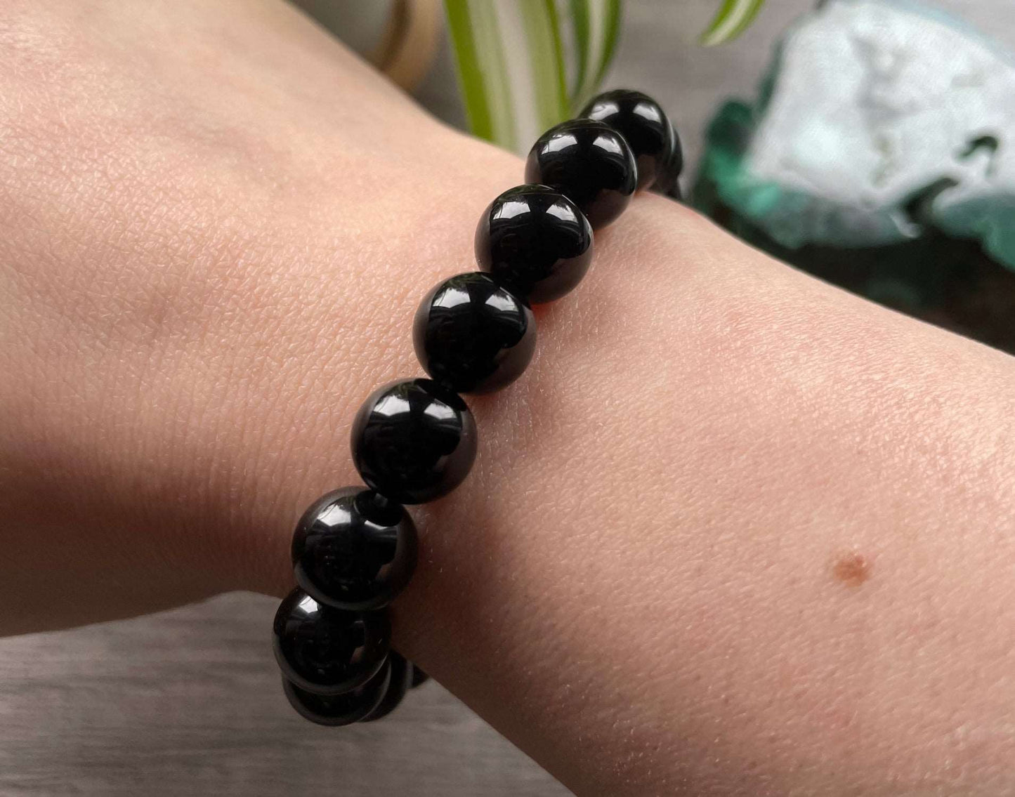 Black Obsidian Bracelet 10mm - The Wandering Fox Emporium, Your Crystal Store