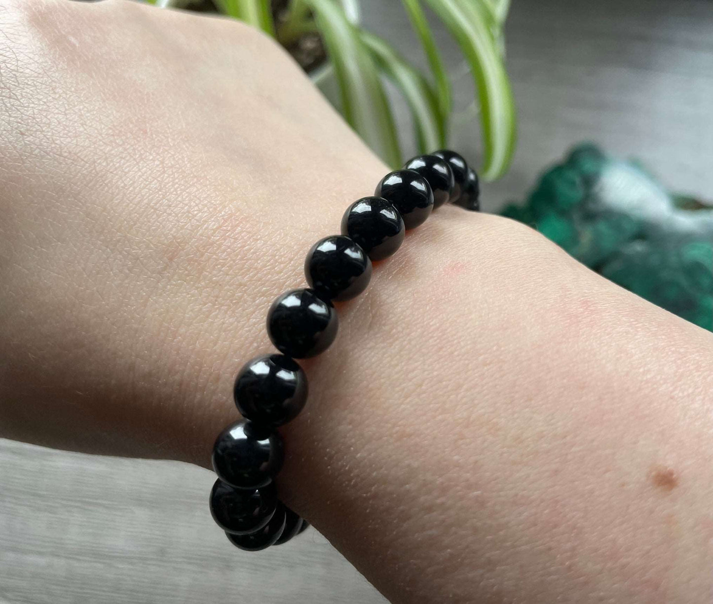 Black Tourmaline Bracelet (8mm) - The Wandering Fox Emporium, Your Crystal Store