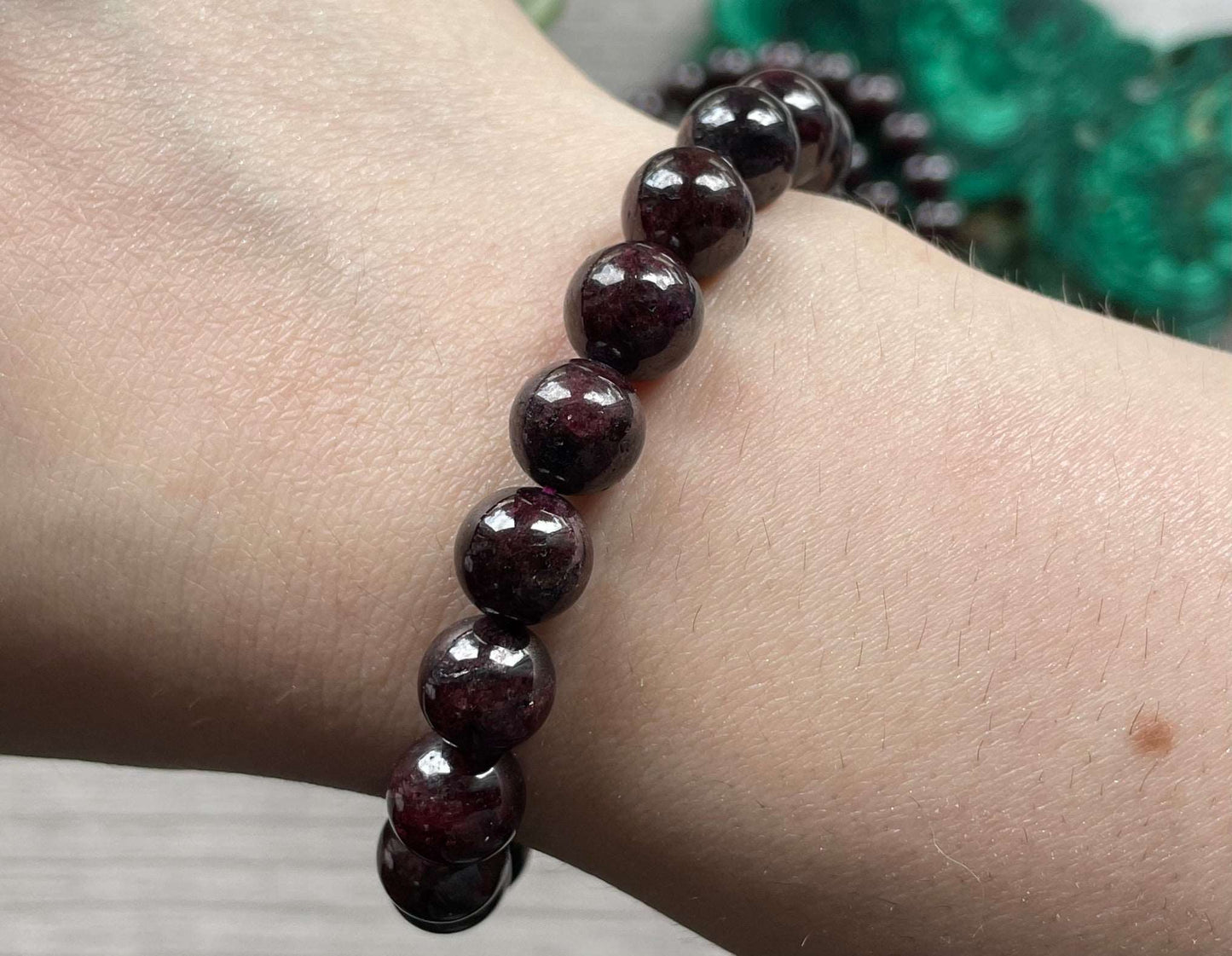 Garnet Bracelet 9mm - The Wandering Fox Emporium, Your Crystal Store