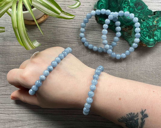 Aquamarine Bracelet 8mm - The Wandering Fox Emporium, Your Crystal Store selection