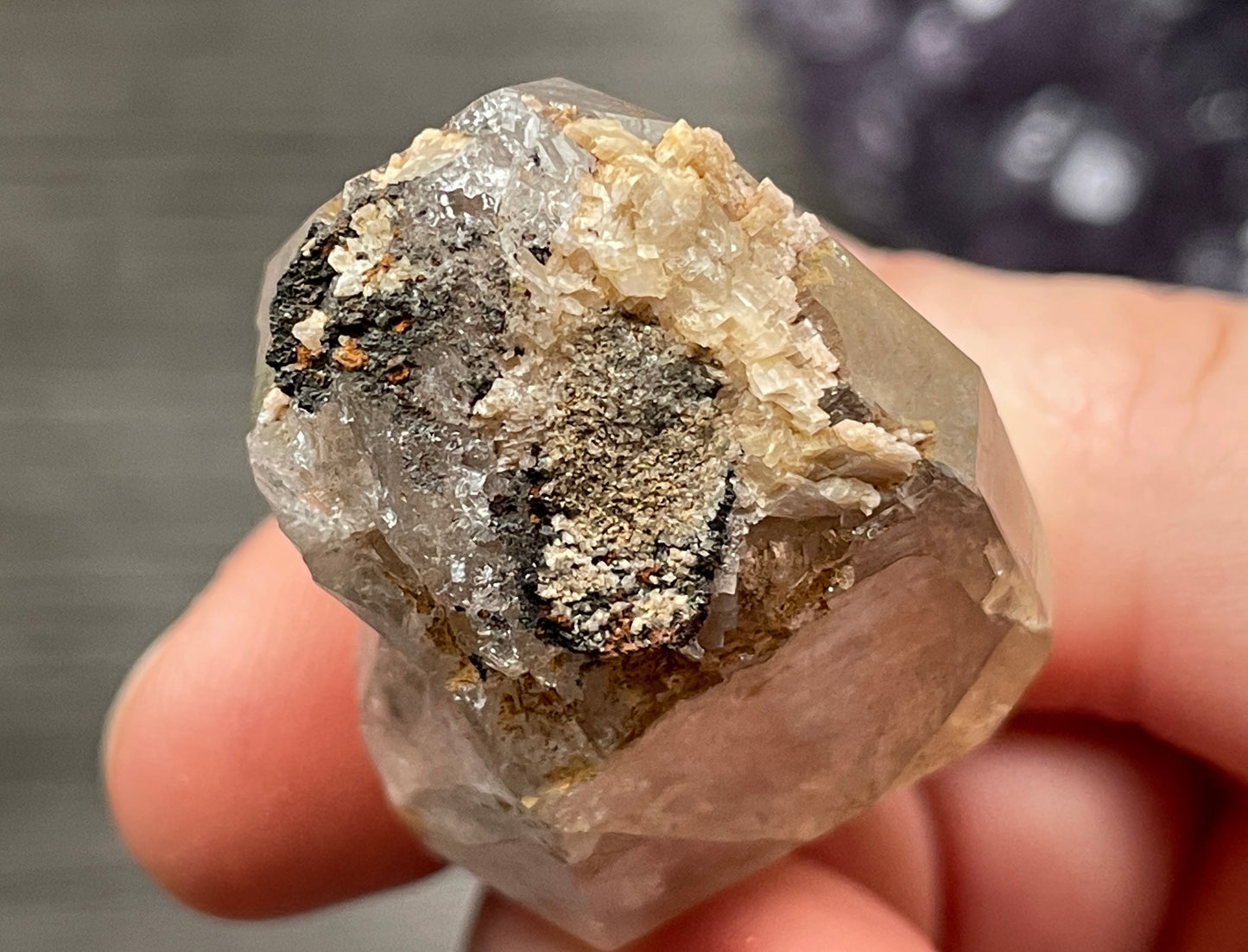 Herkimer Diamond Crystal with Anthraxolite & Mica Inclusions (#9) 2