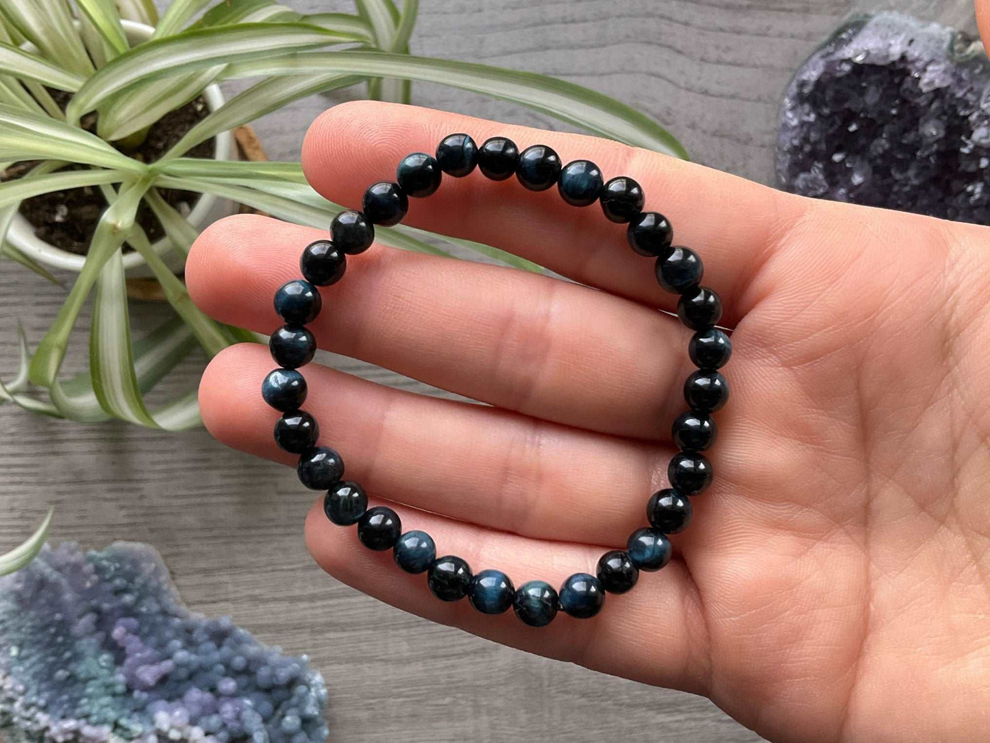 Blue Tiger's Eye Bracelet 6mm - The Wandering Fox Emporium, Your Crystal Store