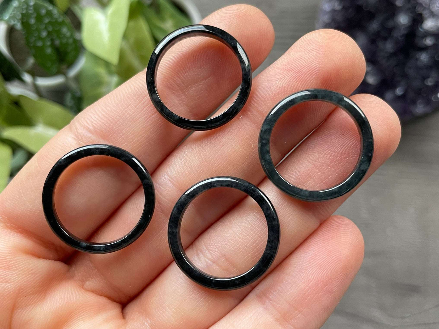 Black Nephrite Jade Ring (Size 6.5) selection