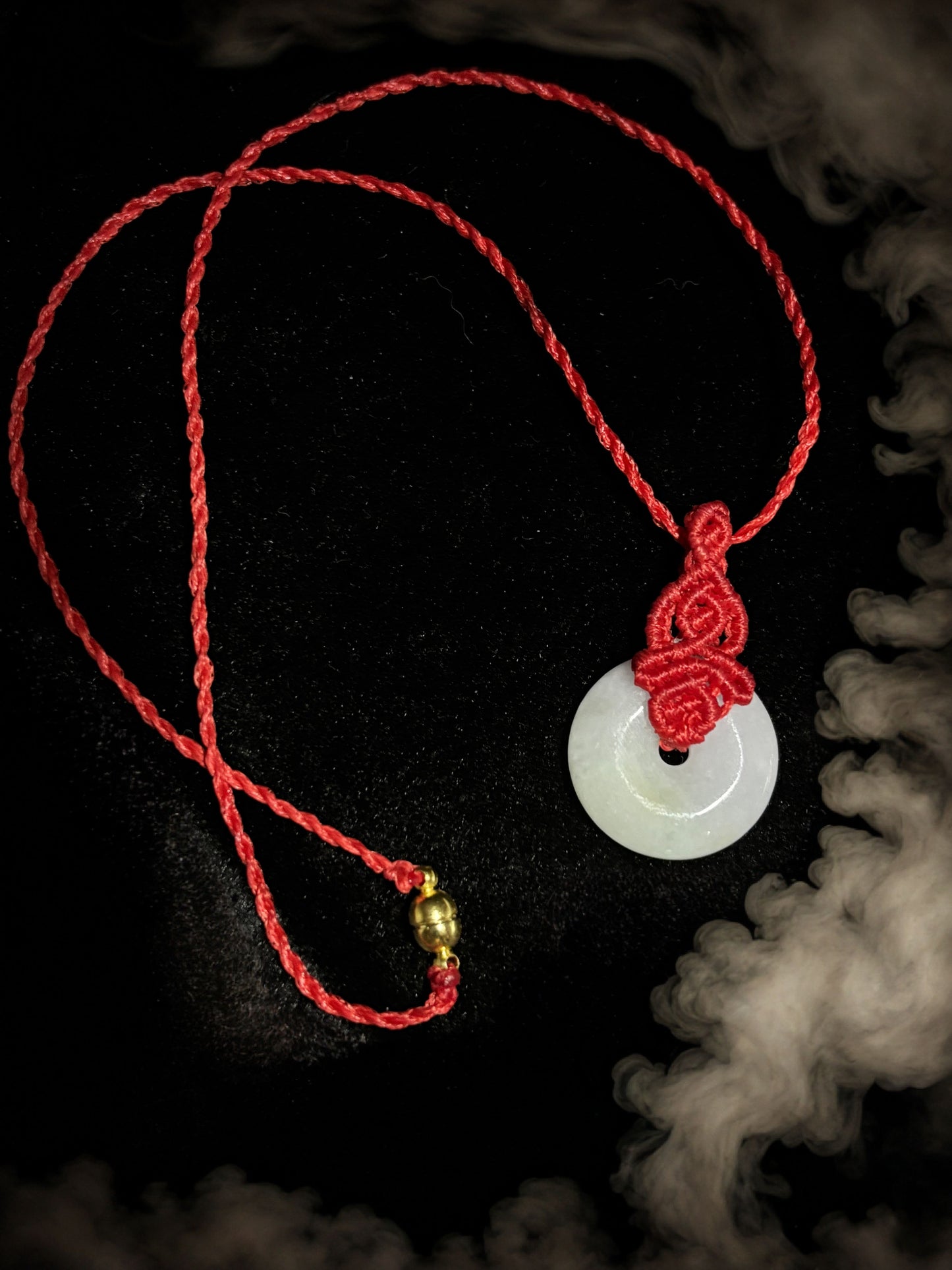 Genuine Jade Donut Macramé Necklace (Twisted Nightshade Jewellery) - The Wandering Fox Emporium, Your Crystal Store (Red)