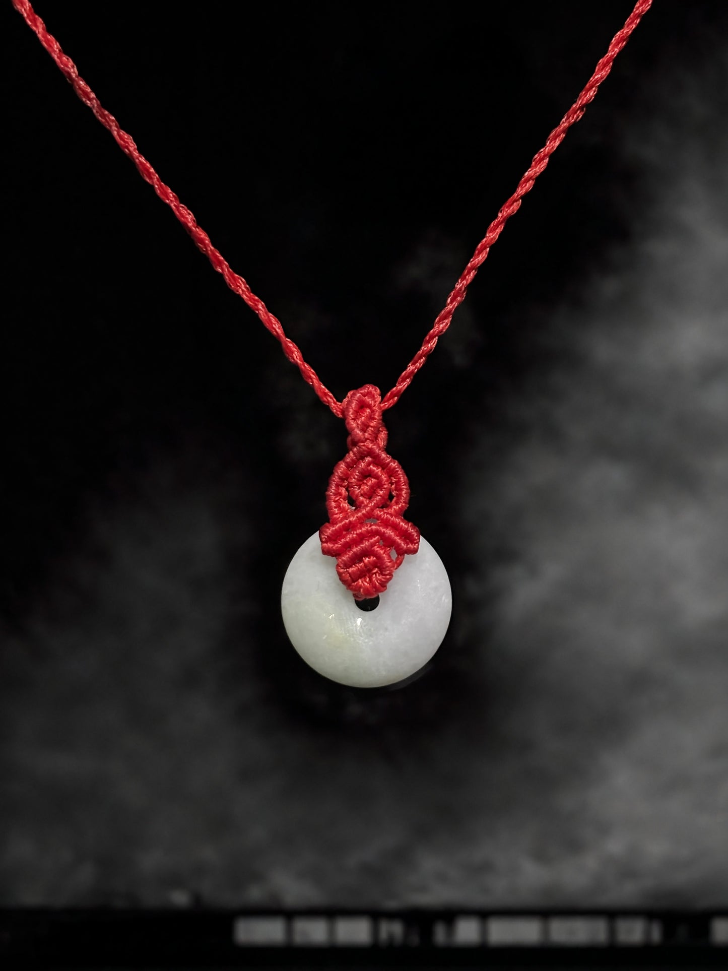 Genuine Jade Donut Macramé Necklace (Twisted Nightshade Jewellery) - The Wandering Fox Emporium, Your Crystal Store (Red)