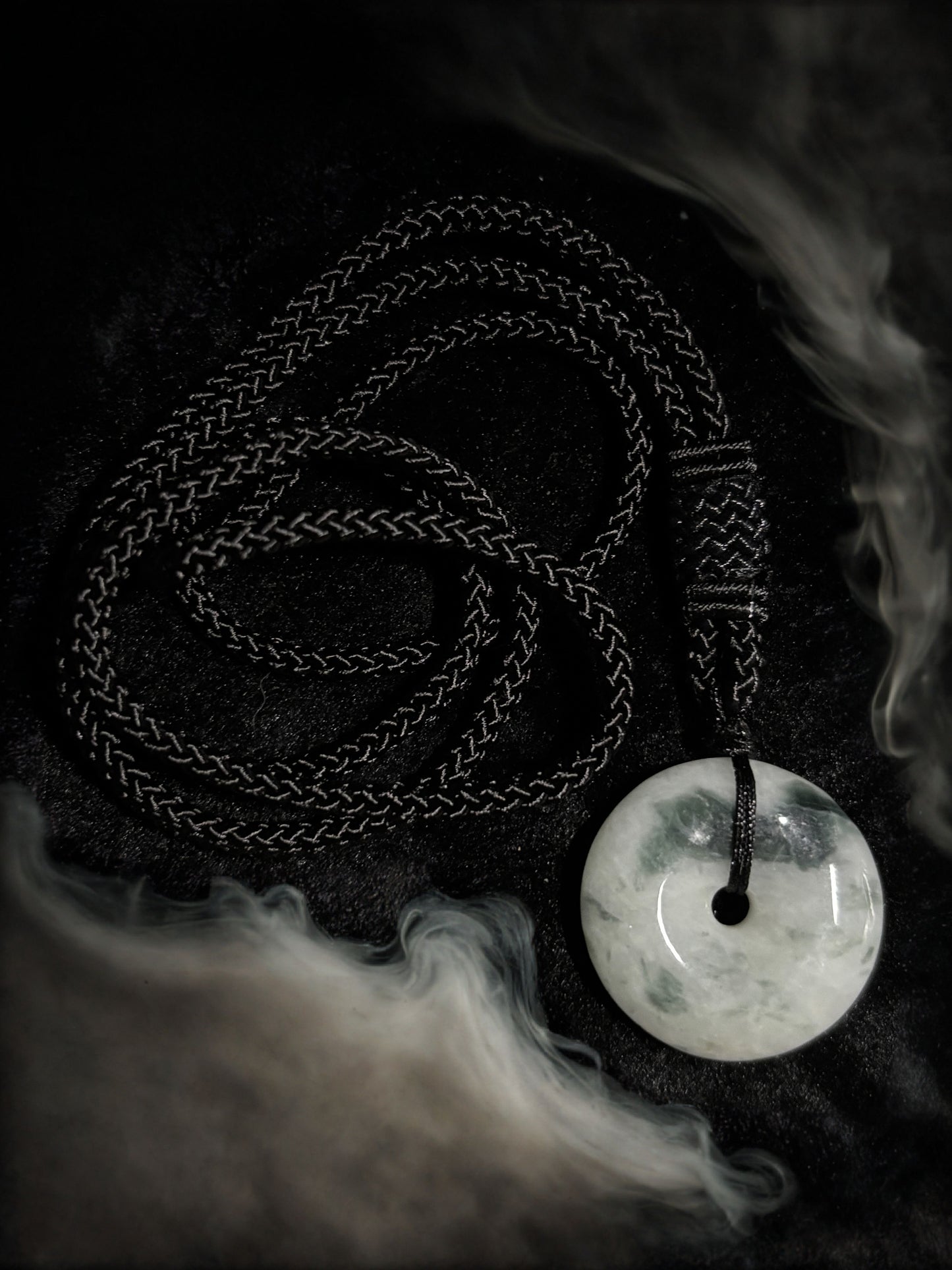 Genuine Jade Donut Macramé Necklace - The Wandering Fox Emporium, Your Crystal Store (D)