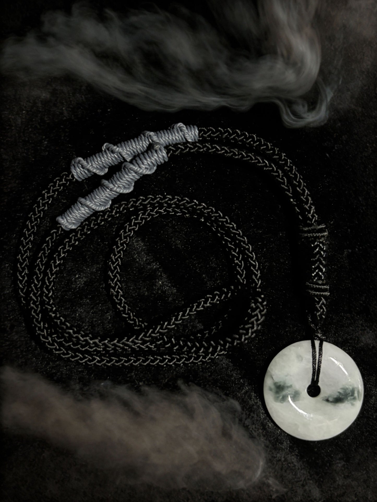 Genuine Jade Donut Macramé Necklace - The Wandering Fox Emporium, Your Crystal Store (A)