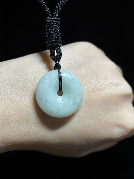 Genuine Jade Donut Macramé Necklace (E) | The Wandering Fox Emporium