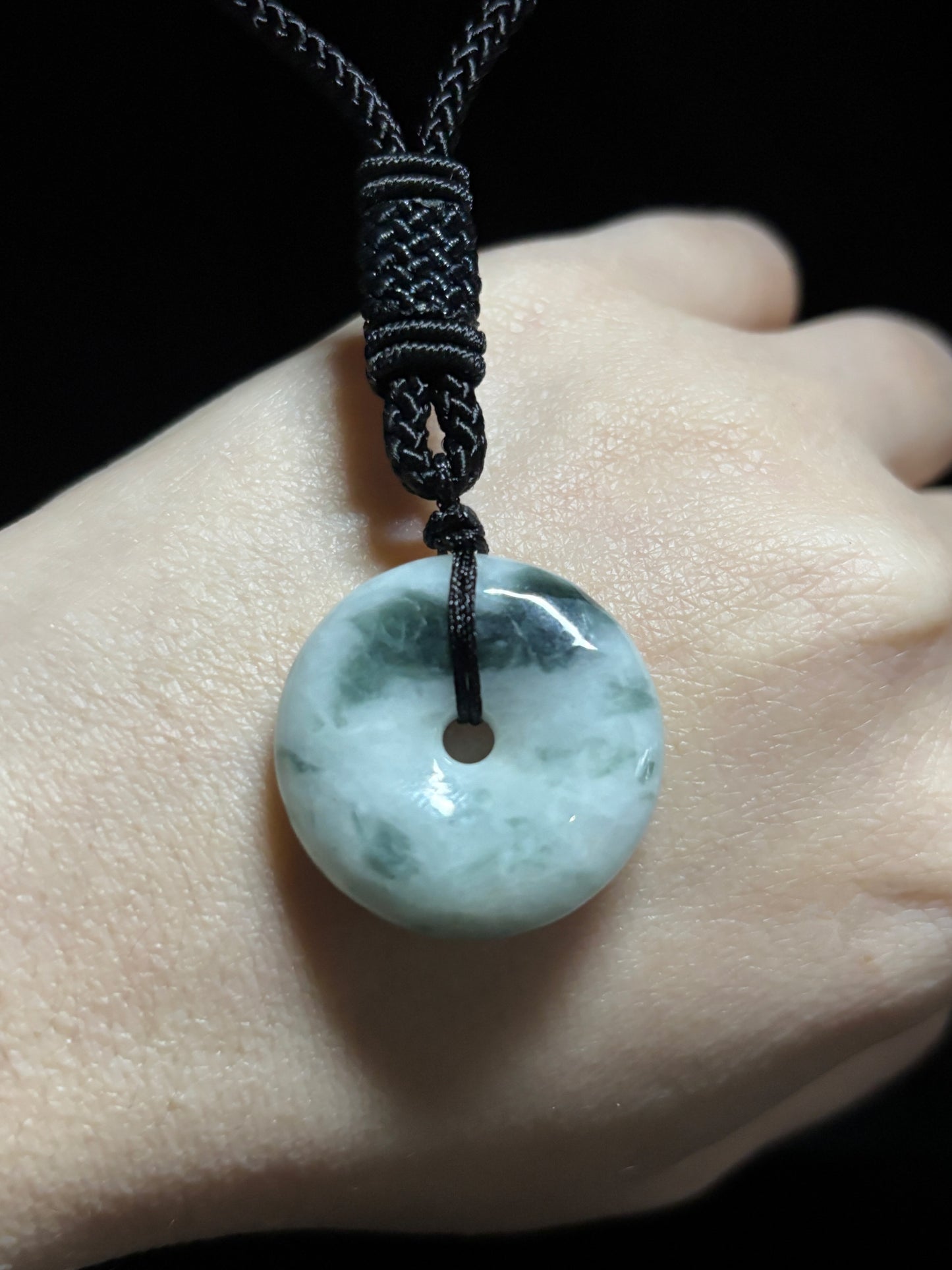 Genuine Jade Donut Macramé Necklace - The Wandering Fox Emporium, Your Crystal Store (D)