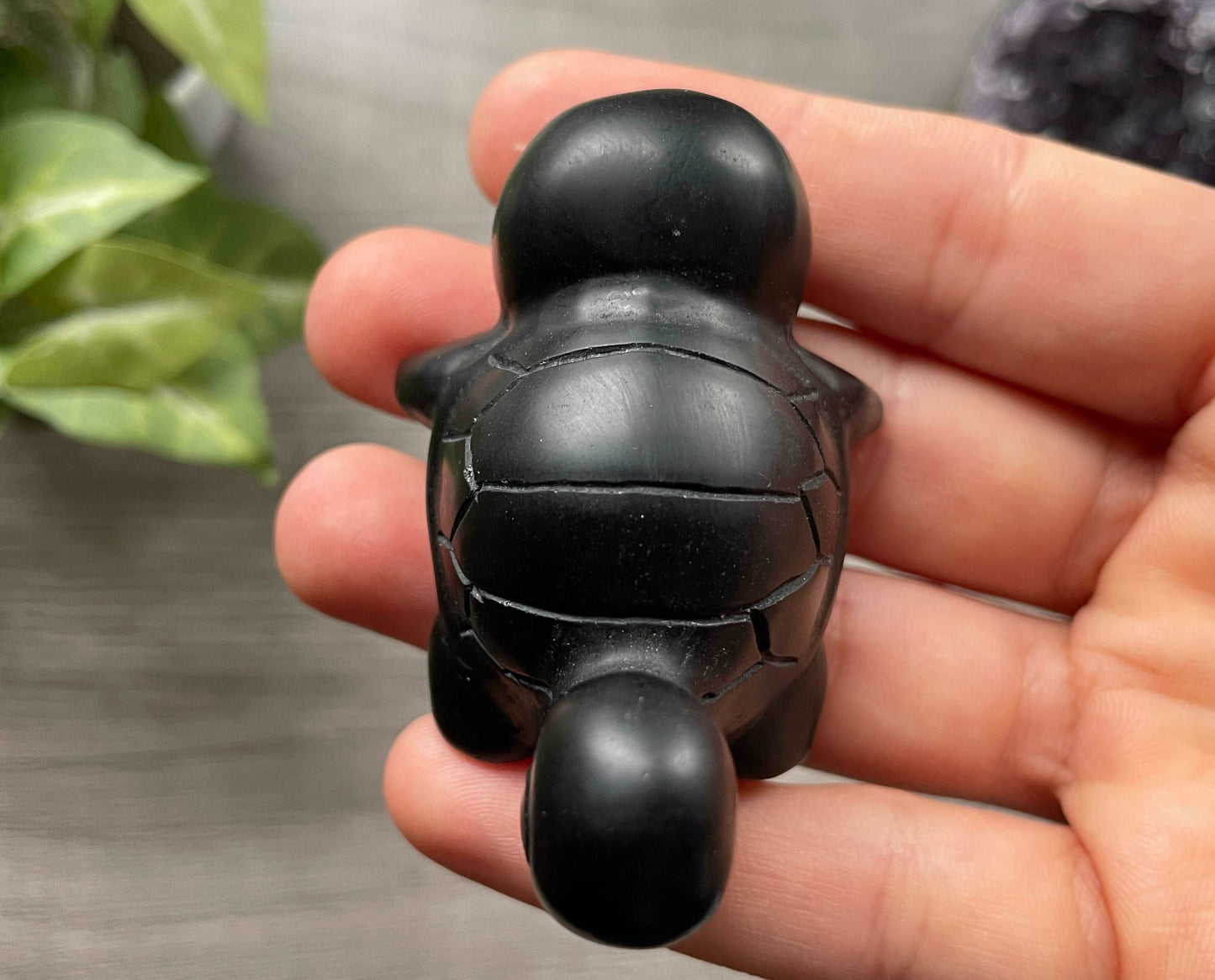 Black Obsidian Squirtle Crystal Carving, back