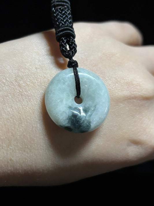 Genuine Jade Donut Macramé Necklace (C) | The Wandering Fox Emporium
