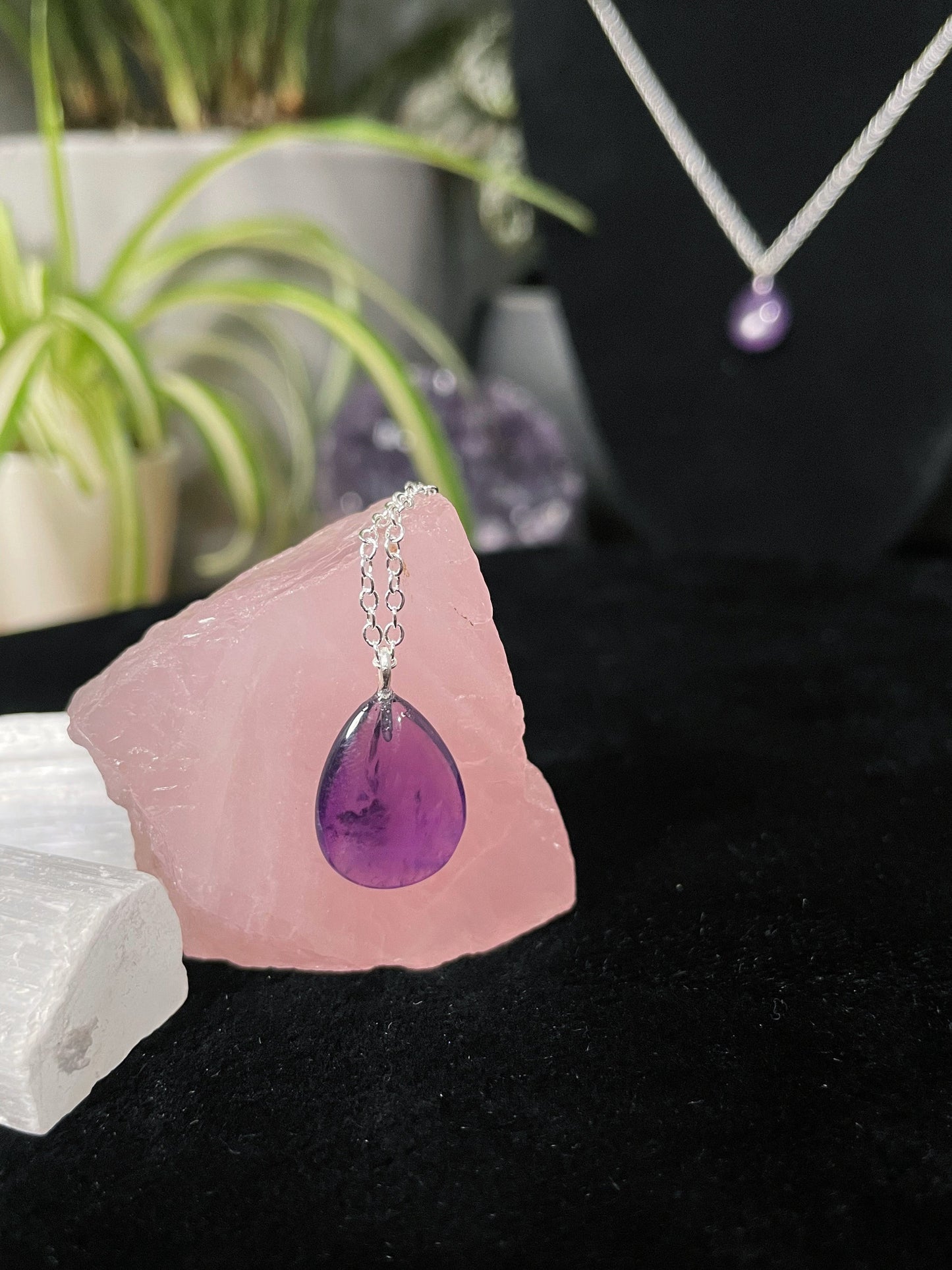 Small Amethyst Teardrop Necklace crystal