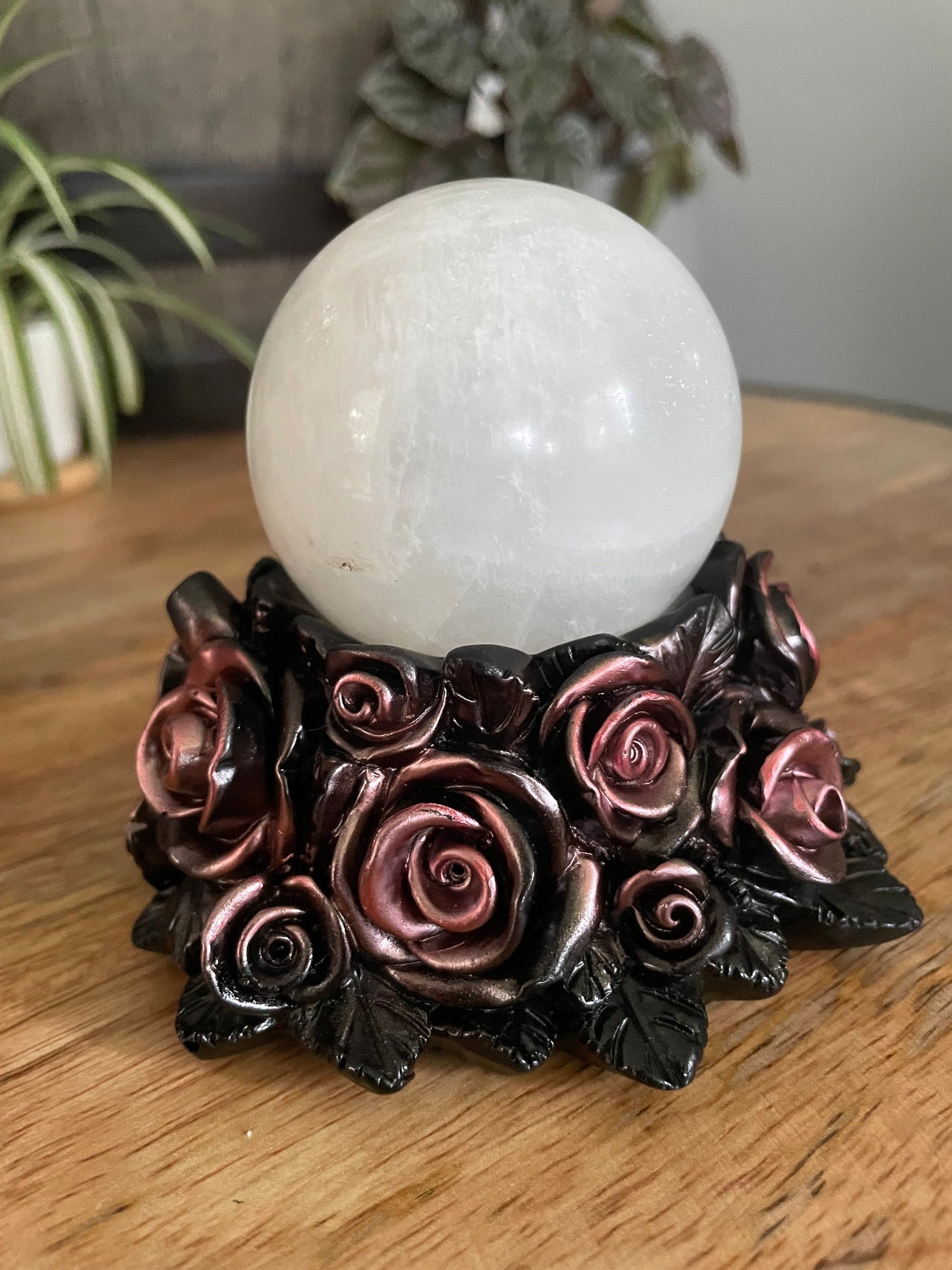 Rose Gold Roses Crystal Sphere Stand - The Wandering Fox Emporium, Your Metaphysical Store front