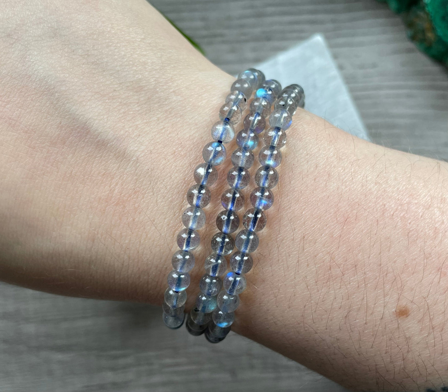 High-Quality Labradorite Necklace / Wrap-Around Bracelet 6mm - The Wandering Fox Emporium, Your Crystal Store triple wrap