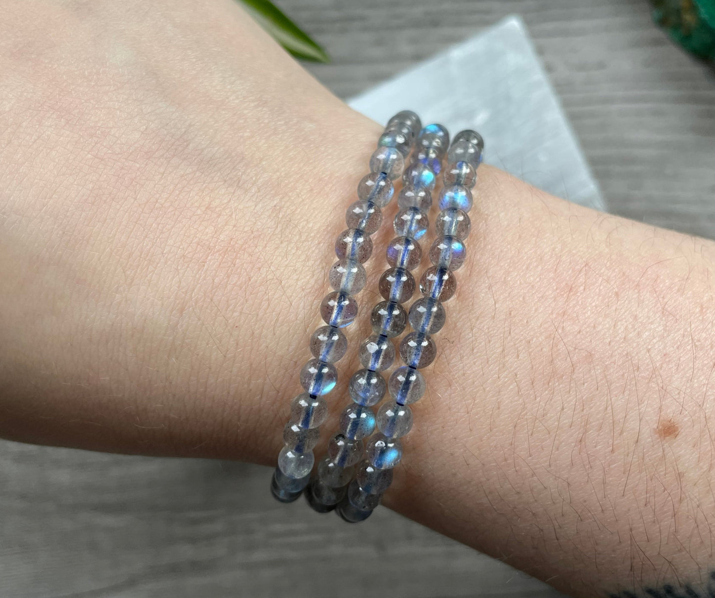 High-Quality Labradorite Necklace / Wrap-Around Bracelet 6mm - The Wandering Fox Emporium, Your Crystal Store