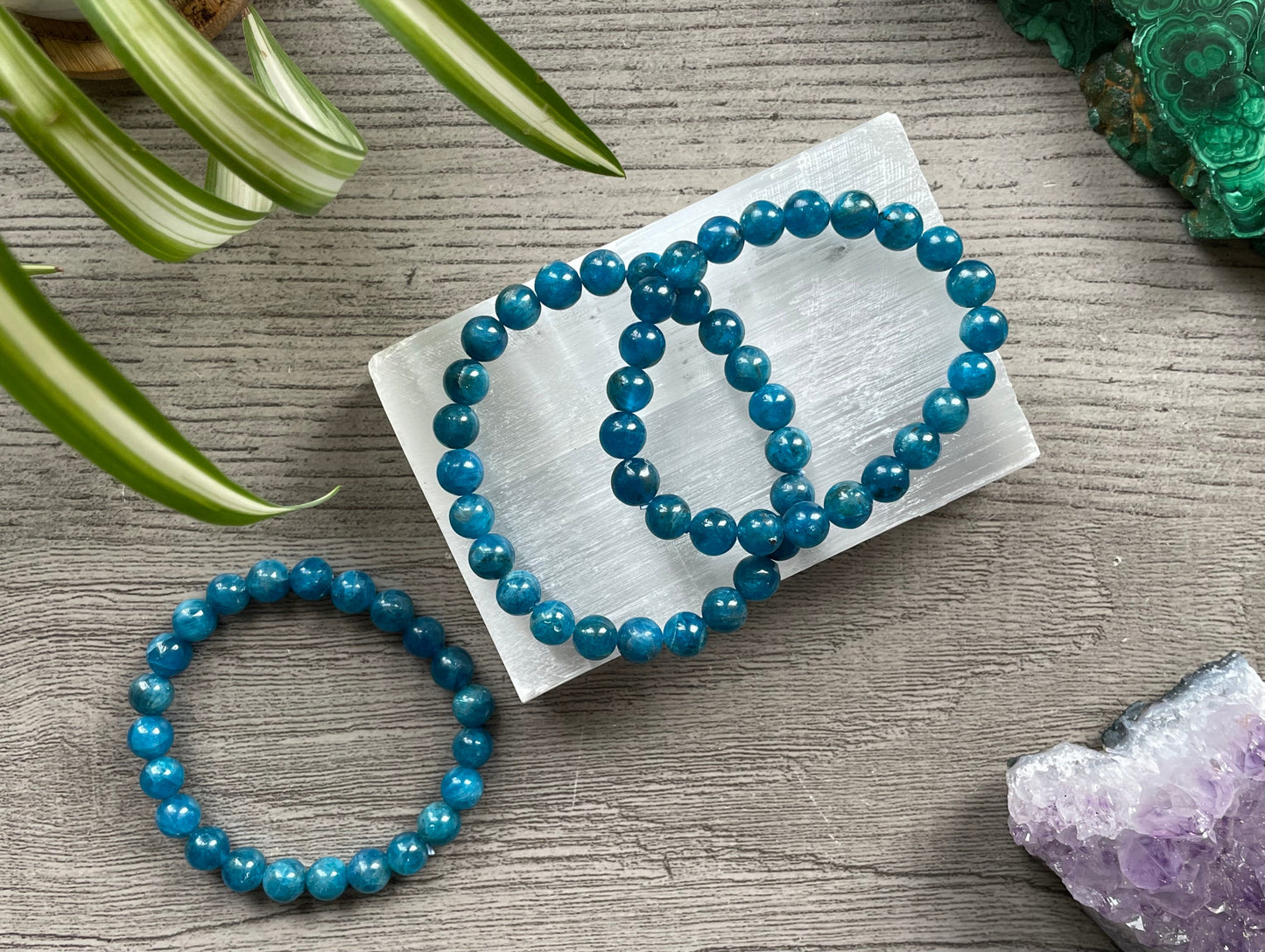 High-Quality Blue Apatite Bracelet 8mm - The Wandering Fox Emporium, Your Crystal Store example