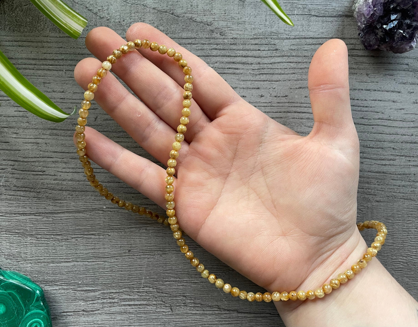 Rutilated Quartz Necklace / Wrap-Around Bracelet 5mm - The Wandering Fox Emporium, Your Crystal Store example