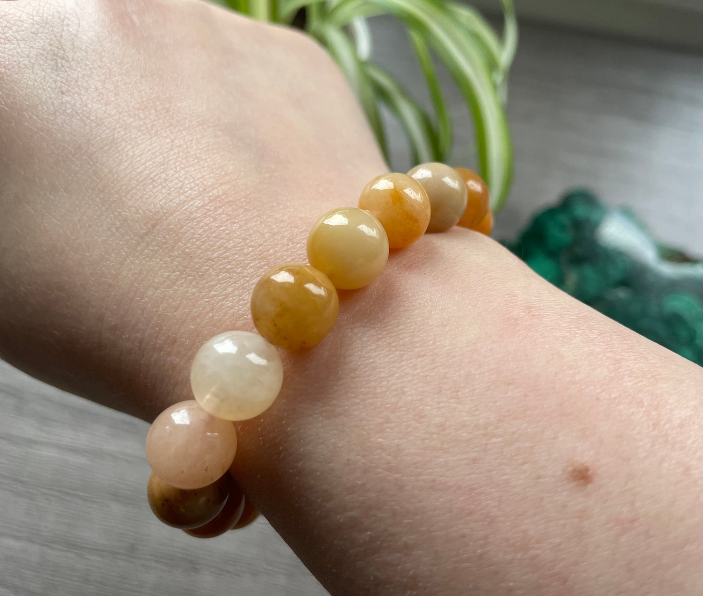 Yellow "Jade" Bracelet 10mm - The Wandering Fox Emporium, Your Crystal Store