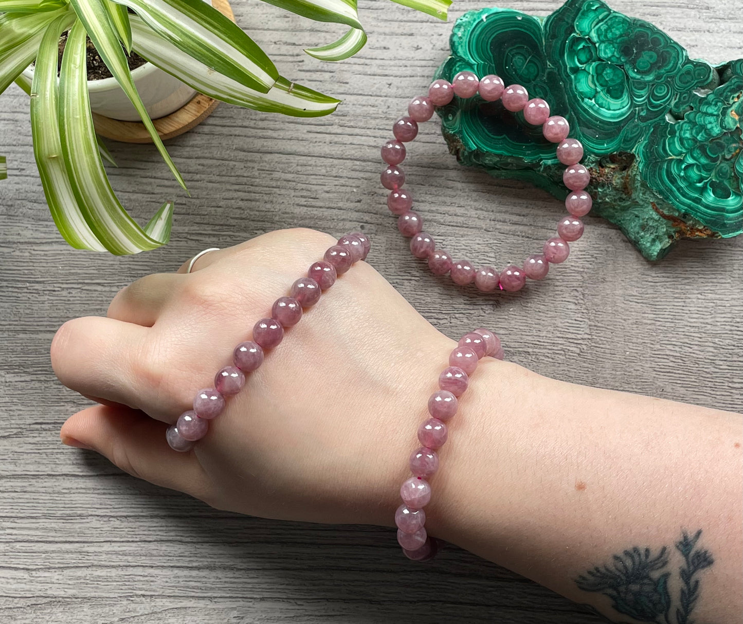 Lavender Rose Quartz Bracelet 8mm - The Wandering Fox Emporium, Your Crystal Store selection