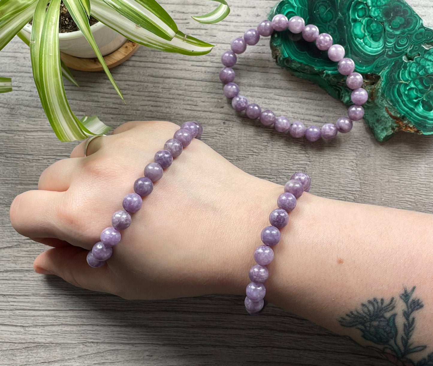 Lepidolite Bracelet 8.5mm - The Wandering Fox Emporium, Your Crystal Store