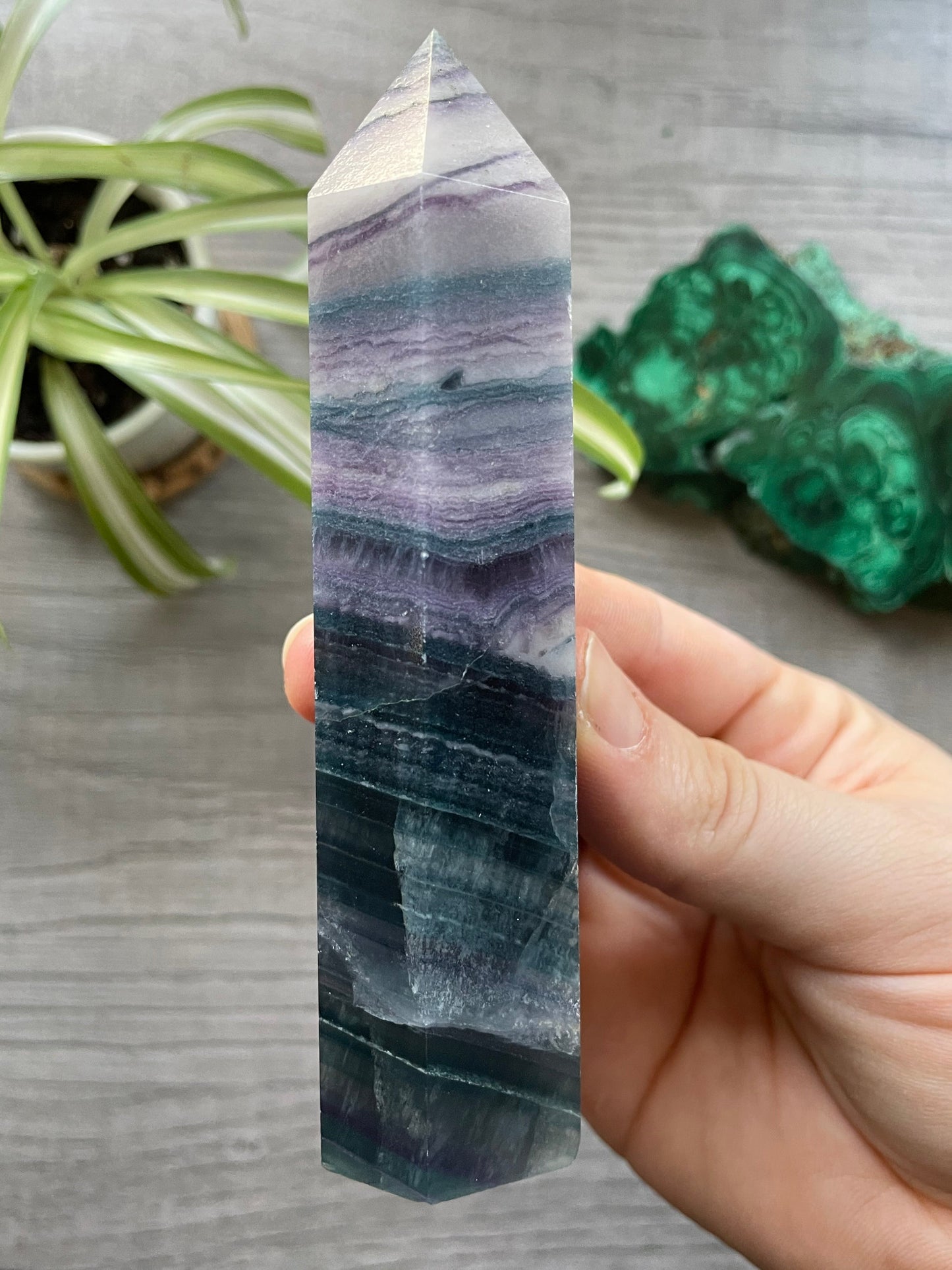 Silky Fluorite Small Crystal Tower side 2