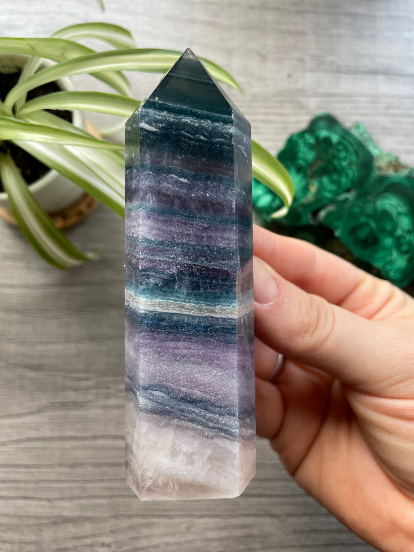 Silky Fluorite Small Crystal Tower left