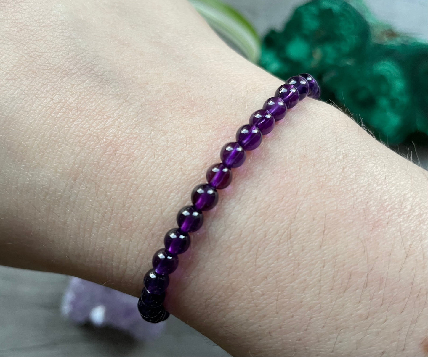 High-Quality Amethyst Bracelet 4mm - The Wandering Fox Emporium, Your Crystal Store