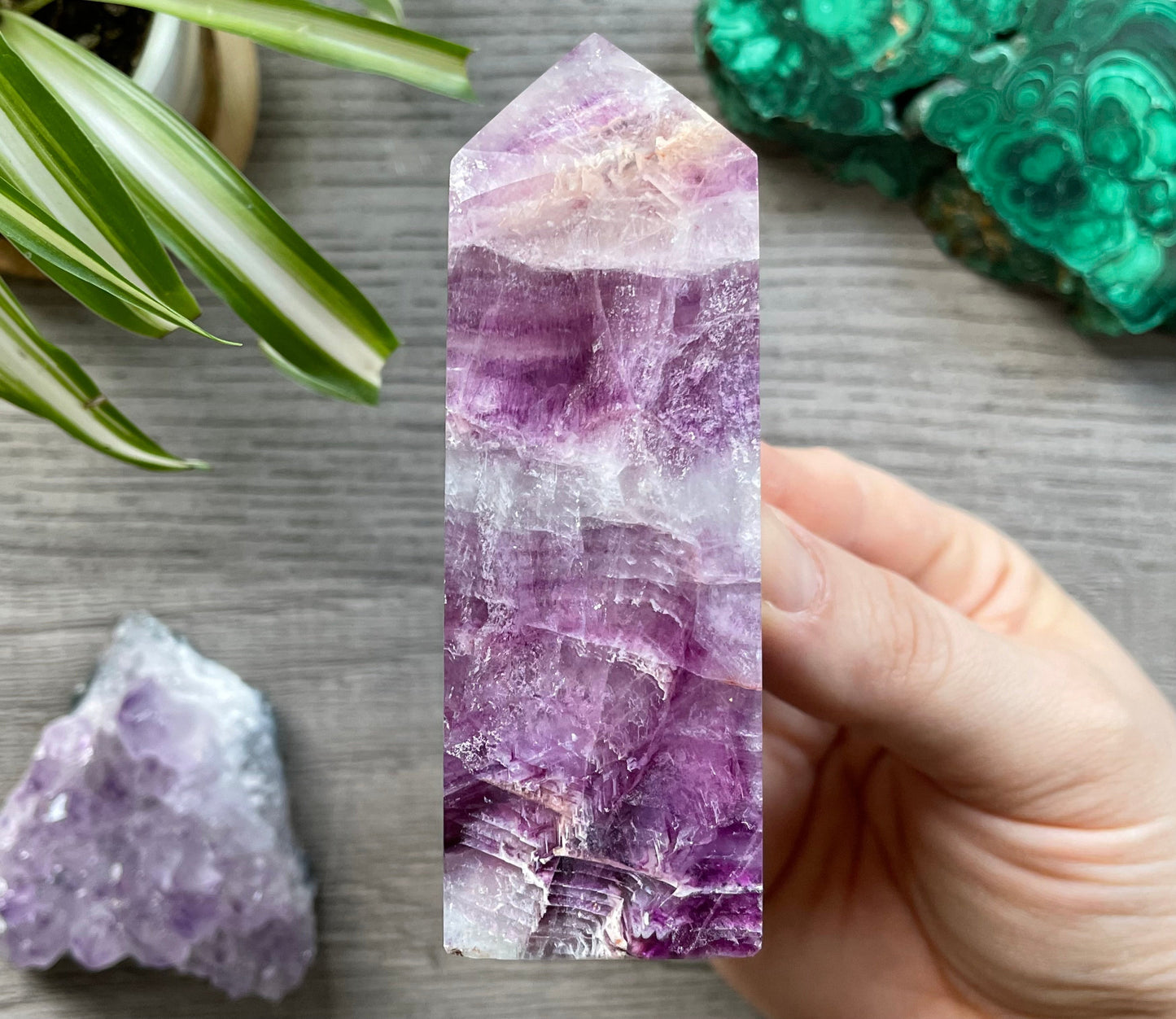 Pink & Purple Fluorite Crystal Obelisk side 2