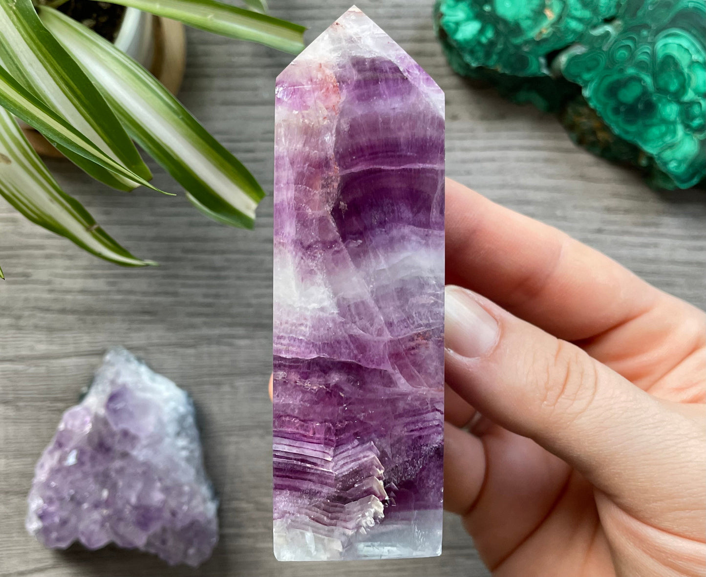 Pink & Purple Fluorite Crystal Obelisk side 2