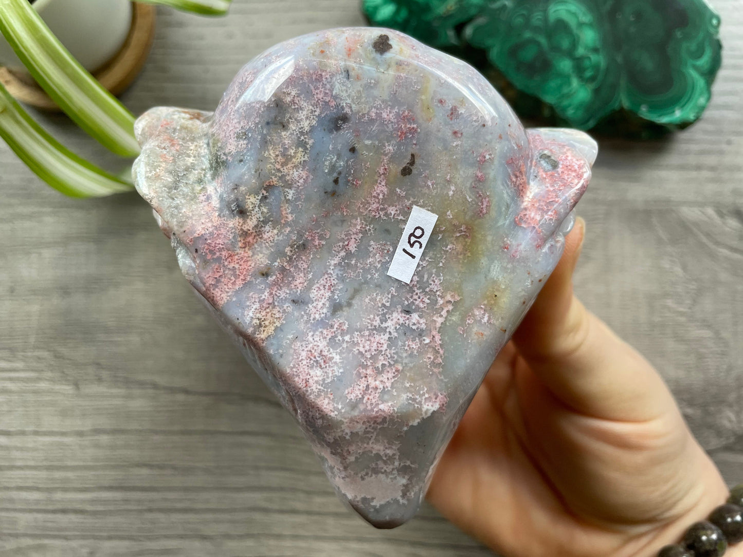 Indian Agate Roaring Tiger Head - B Crystal Carving bottom