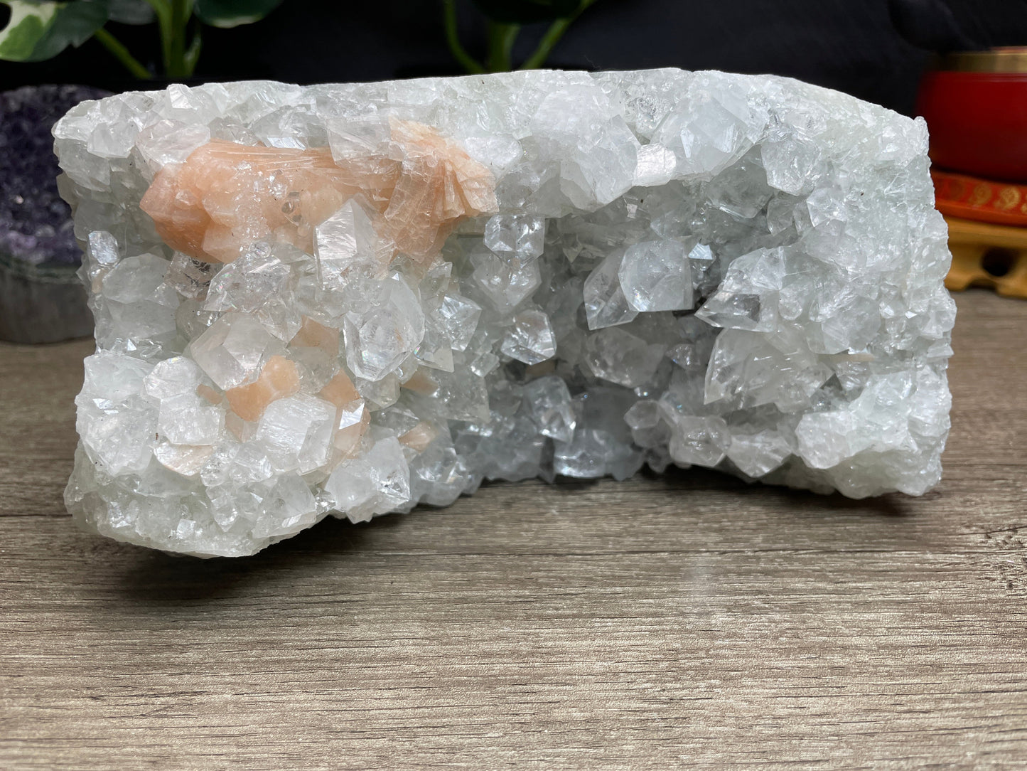 High Quality Apophyllite with Stilbite Freestanding Crystal Specimen top