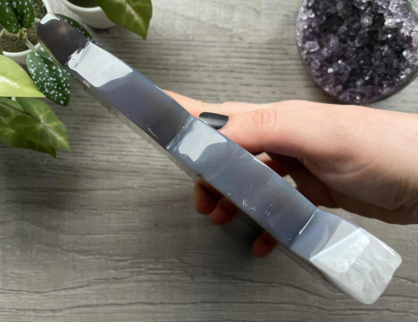 Agate Cat Crystal Carving, left