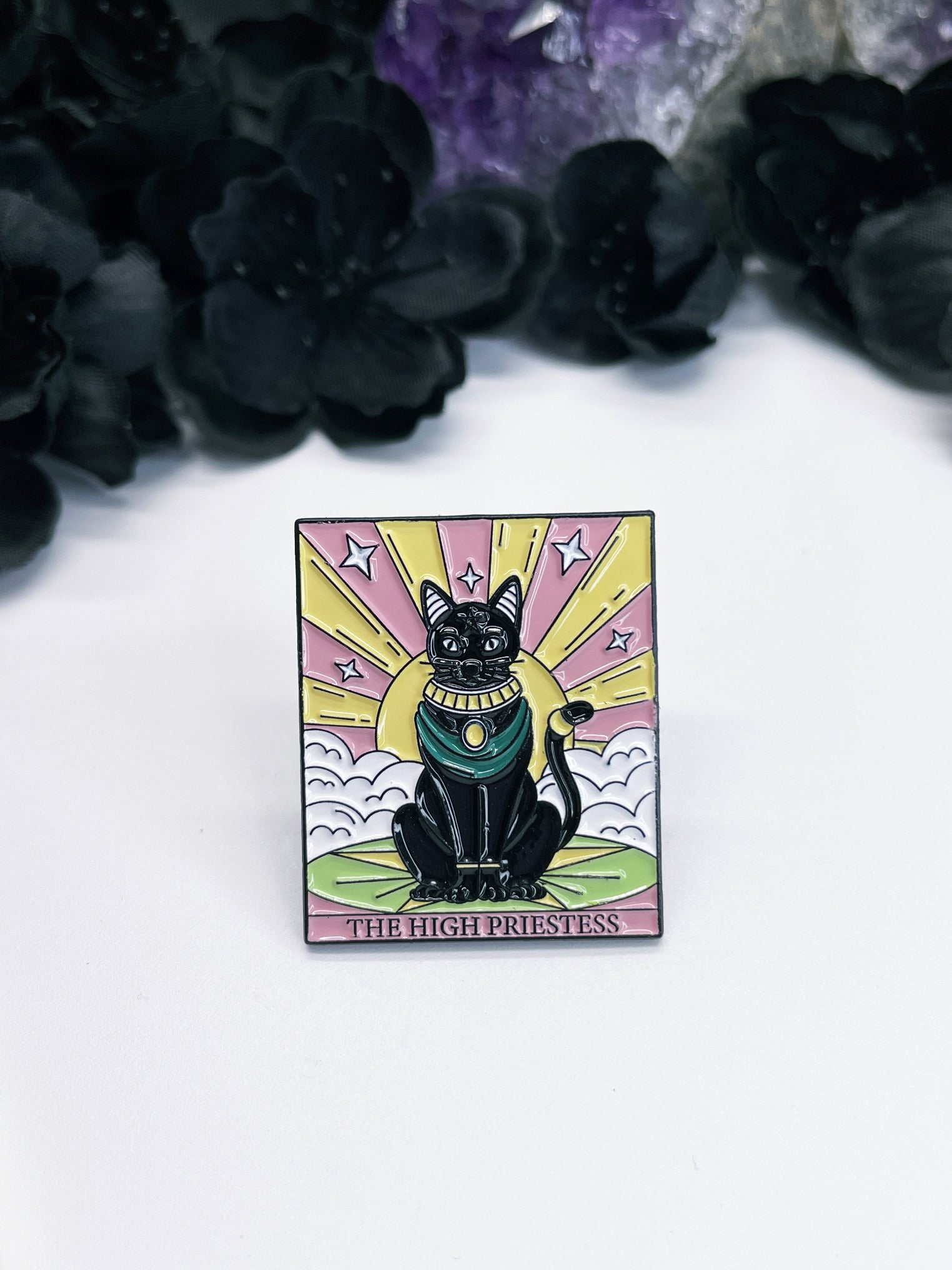 The High Priestess Cat Tarot Card Enamel Pin