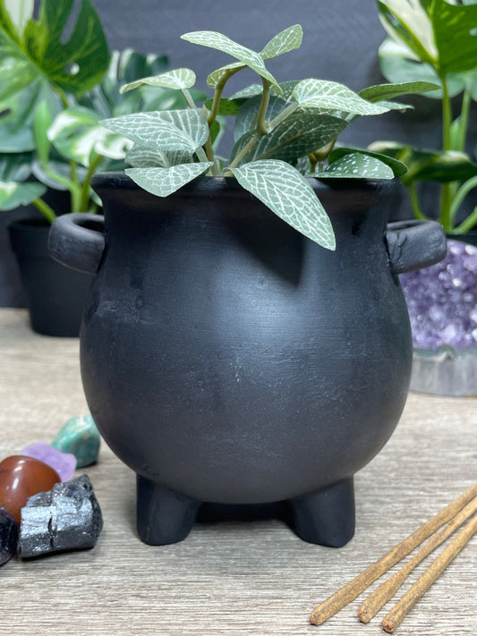 Pentagram Black Cauldron Plant Pot back