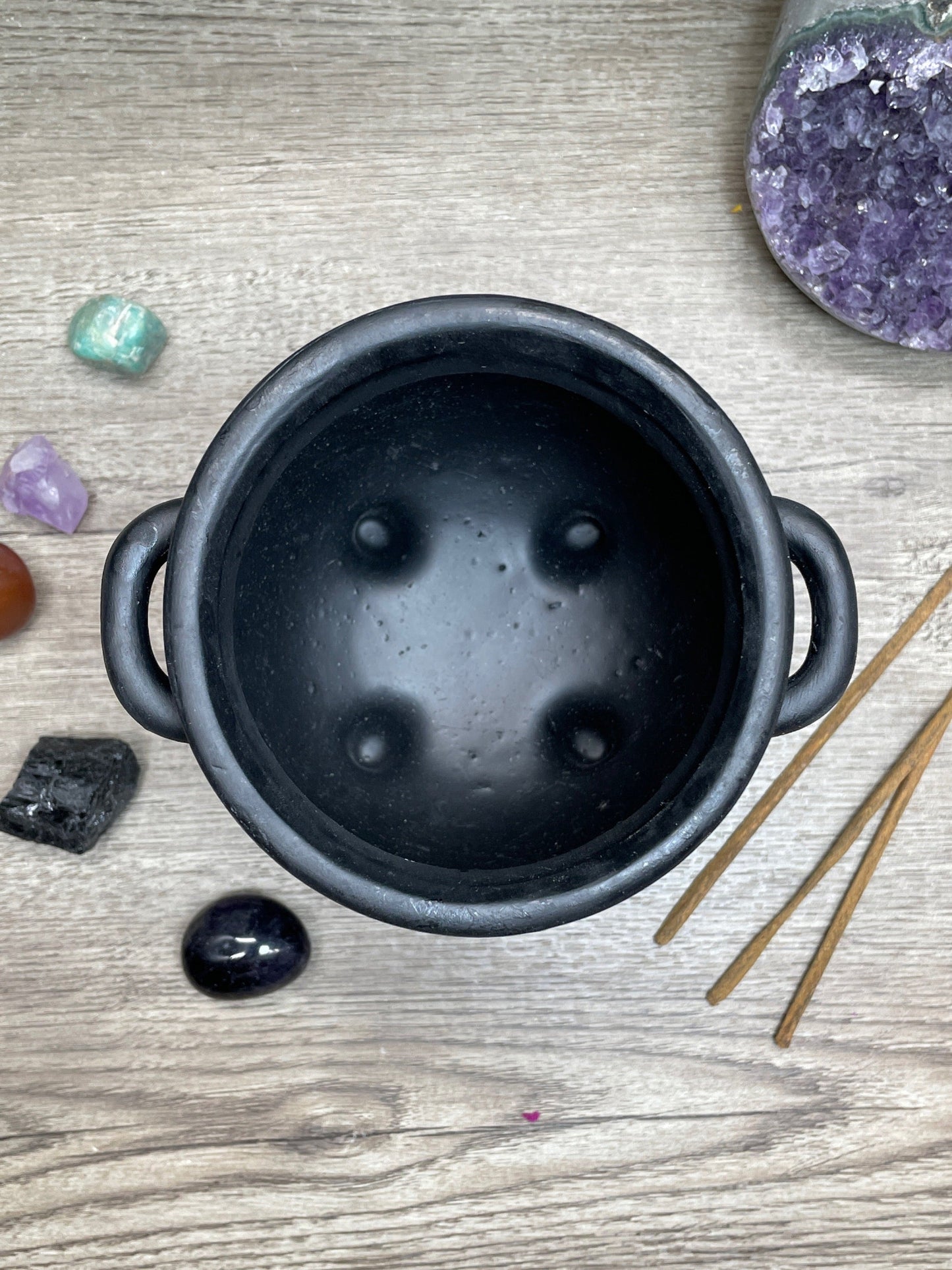 Pentagram Black Cauldron Plant Pot top