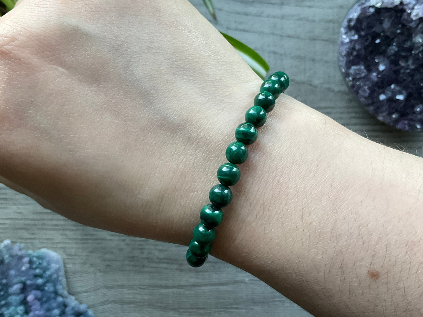 Malachite Bracelet (6mm) - The Wandering Fox Emporium, Your Crystal Store