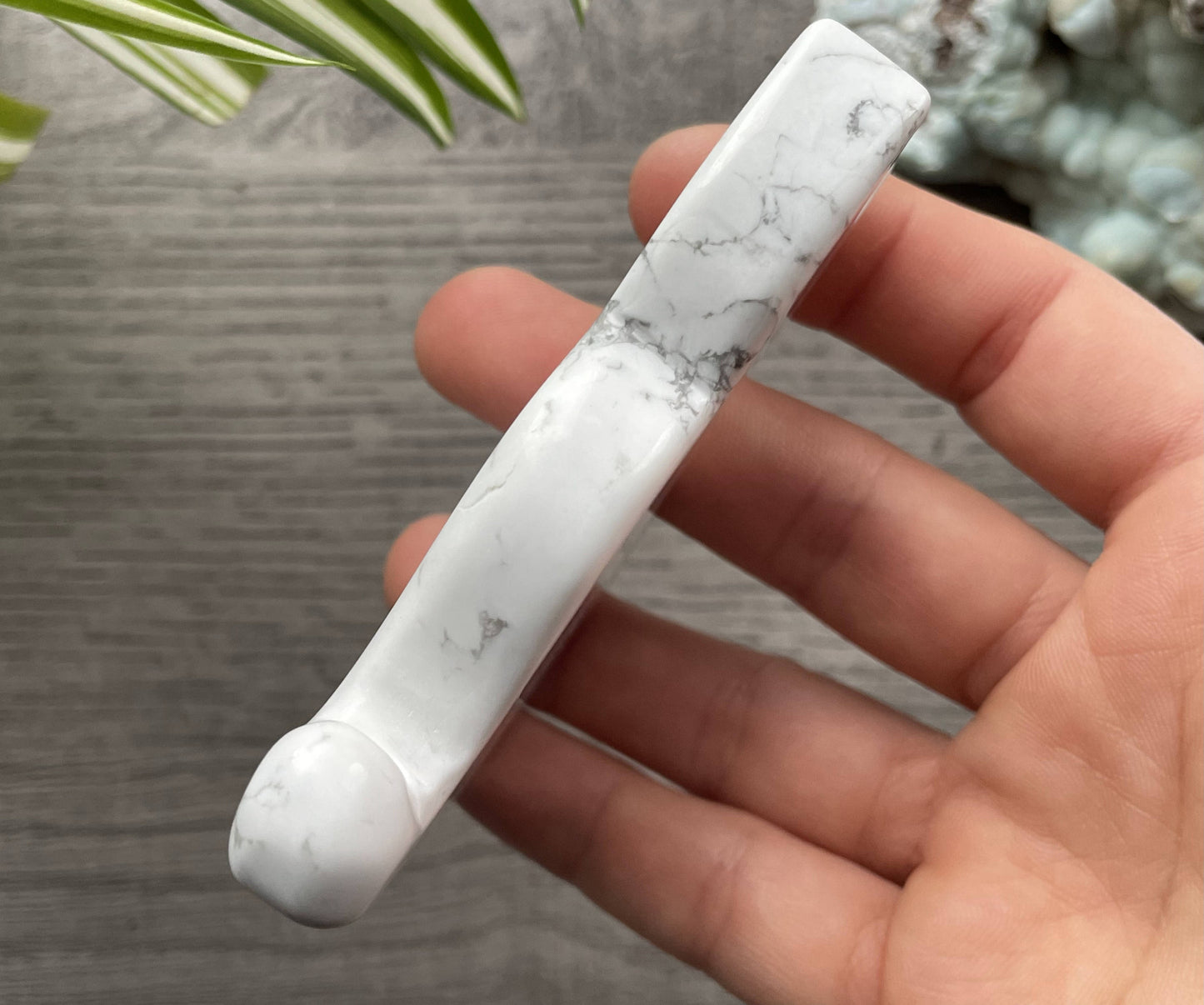 Howlite Cat Slab Crystal Carving (A) side