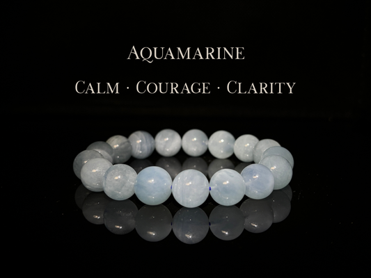 Aquamarine Gemstone Bracelet - 12mm | The Wandering Fox Emporium