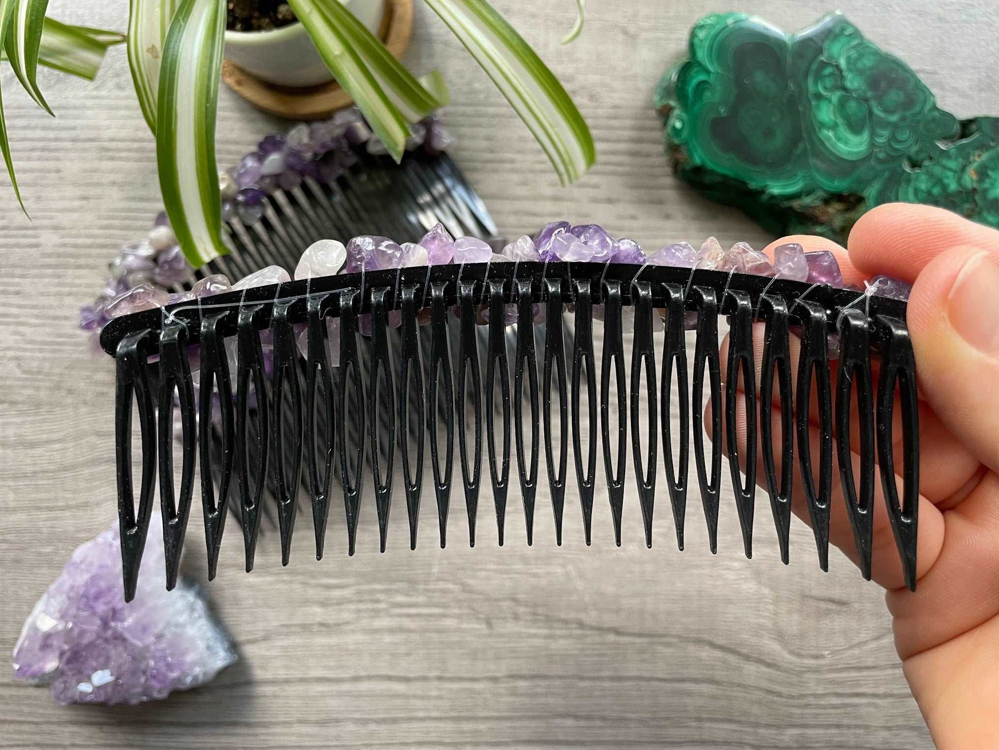Amethyst Crystal Chip Crystal Comb back