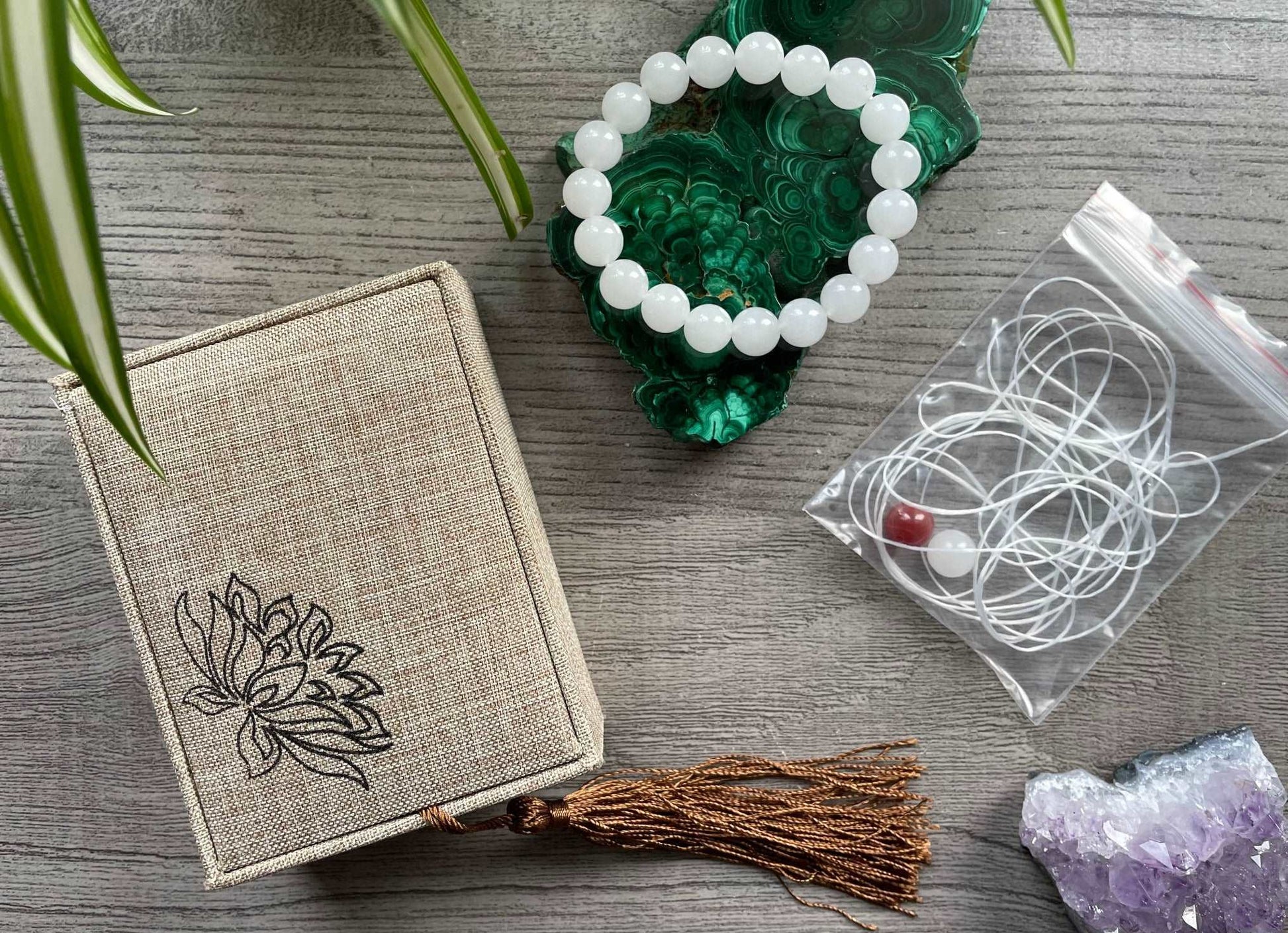 Genuine White Jade Bracelet with Decorative Box (8mm) - The Wandering Fox Emporium, Your Crystal Store all