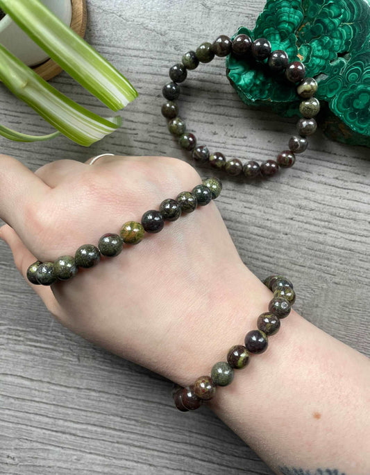 Dragon Bloodstone Bracelet 8.5mm - The Wandering Fox Emporium, Your Crystal Store